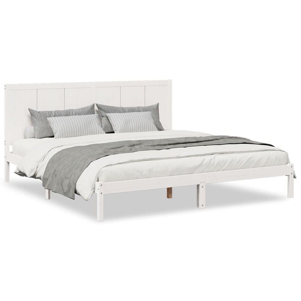 Bedframe extra lang zonder matras massief hout wit 180x210 cm