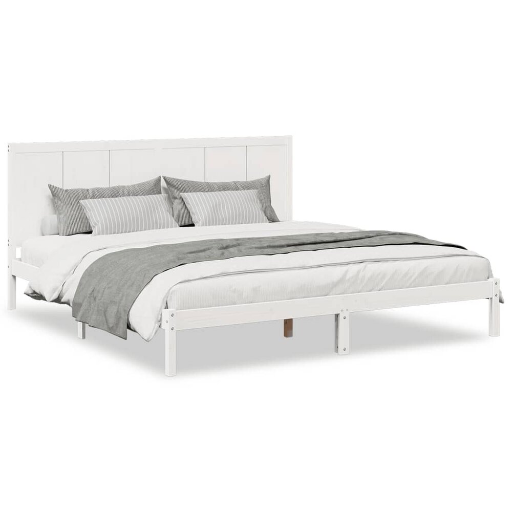 Bedframe extra lang zonder matras massief hout wit 180x220 cm