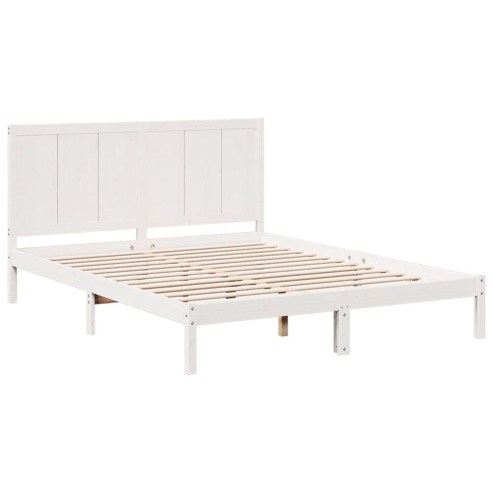 Bedframe extra lang zonder matras massief hout wit 180x220 cm