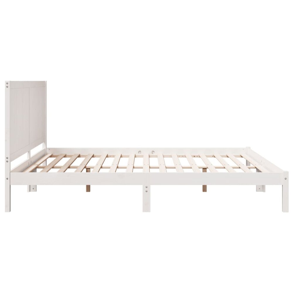 Bedframe extra lang zonder matras massief hout wit 180x220 cm