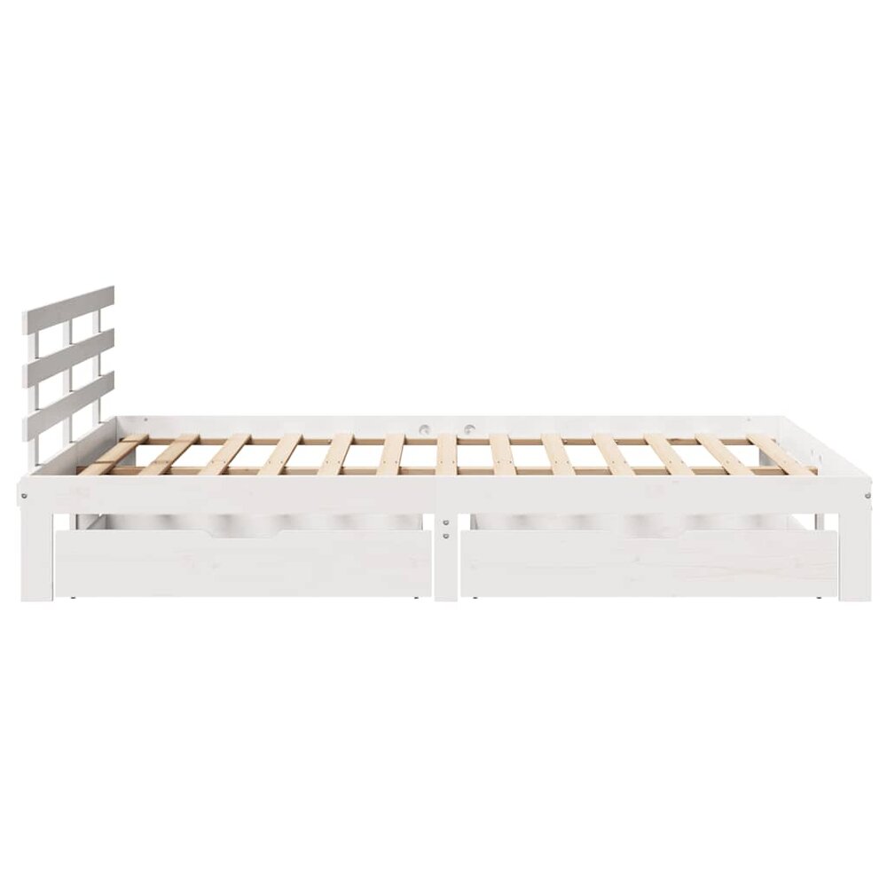 Bedframe met lades massief grenenhout wit 120x190 cm