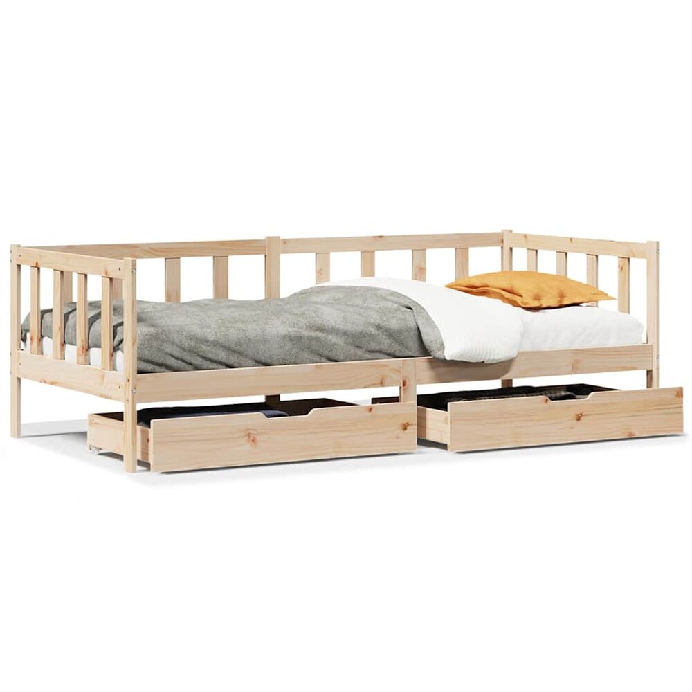Slaapbank met lades 80x200 cm massief grenenhout