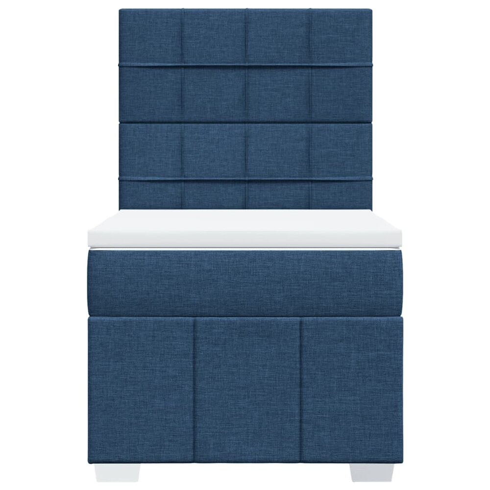 Boxspring met matras stof blauw 80x200 cm