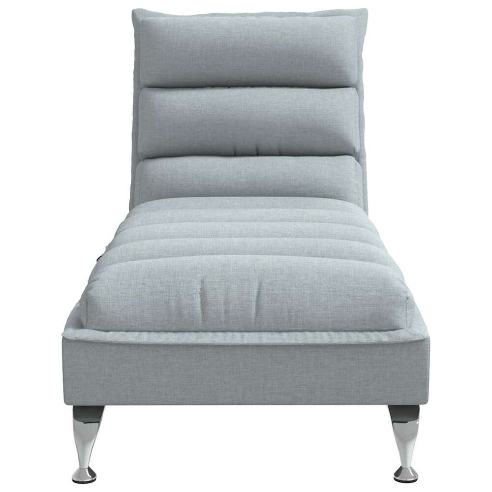 Massage chaise longue met kussens stof lichtgrijs