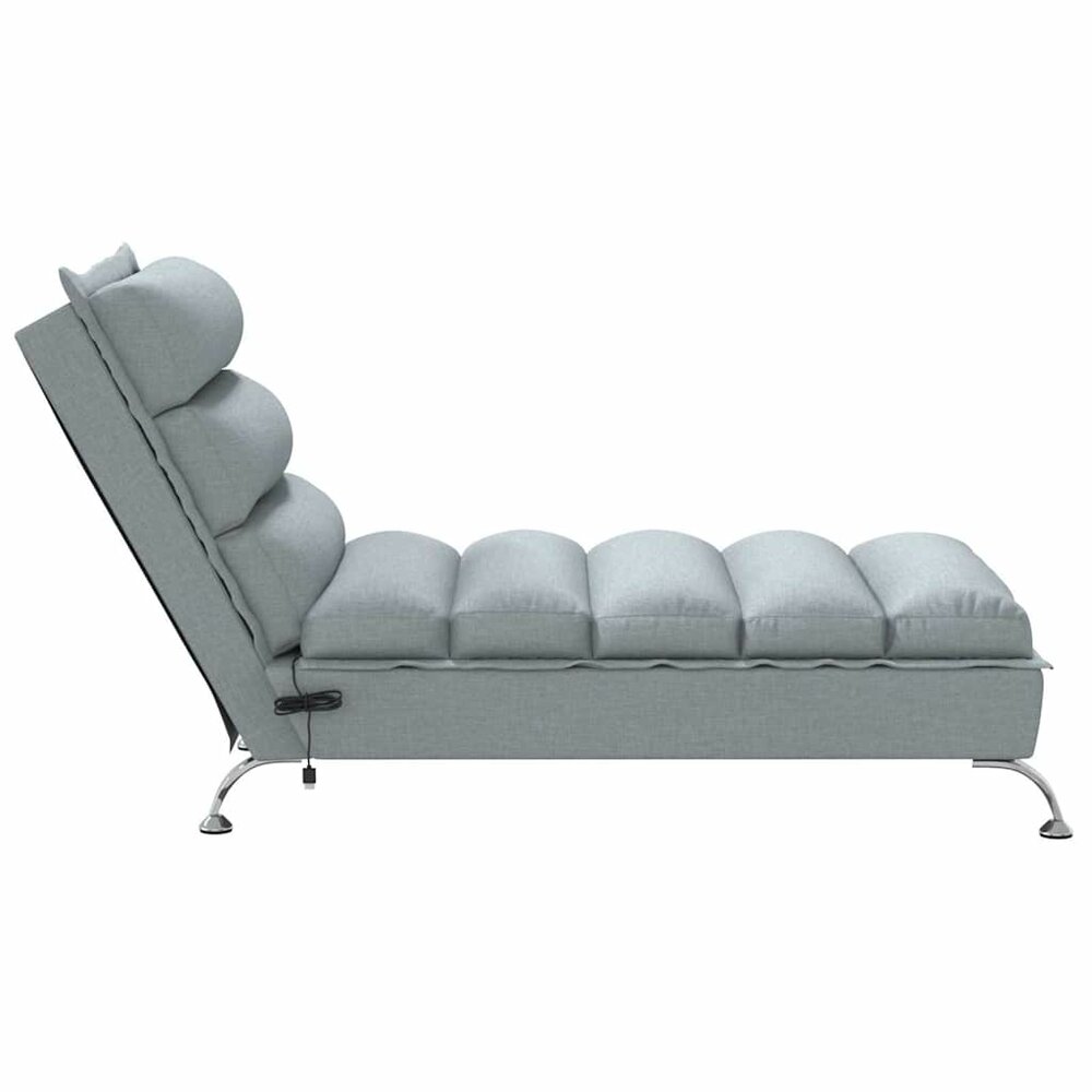 Massage chaise longue met kussens stof lichtgrijs