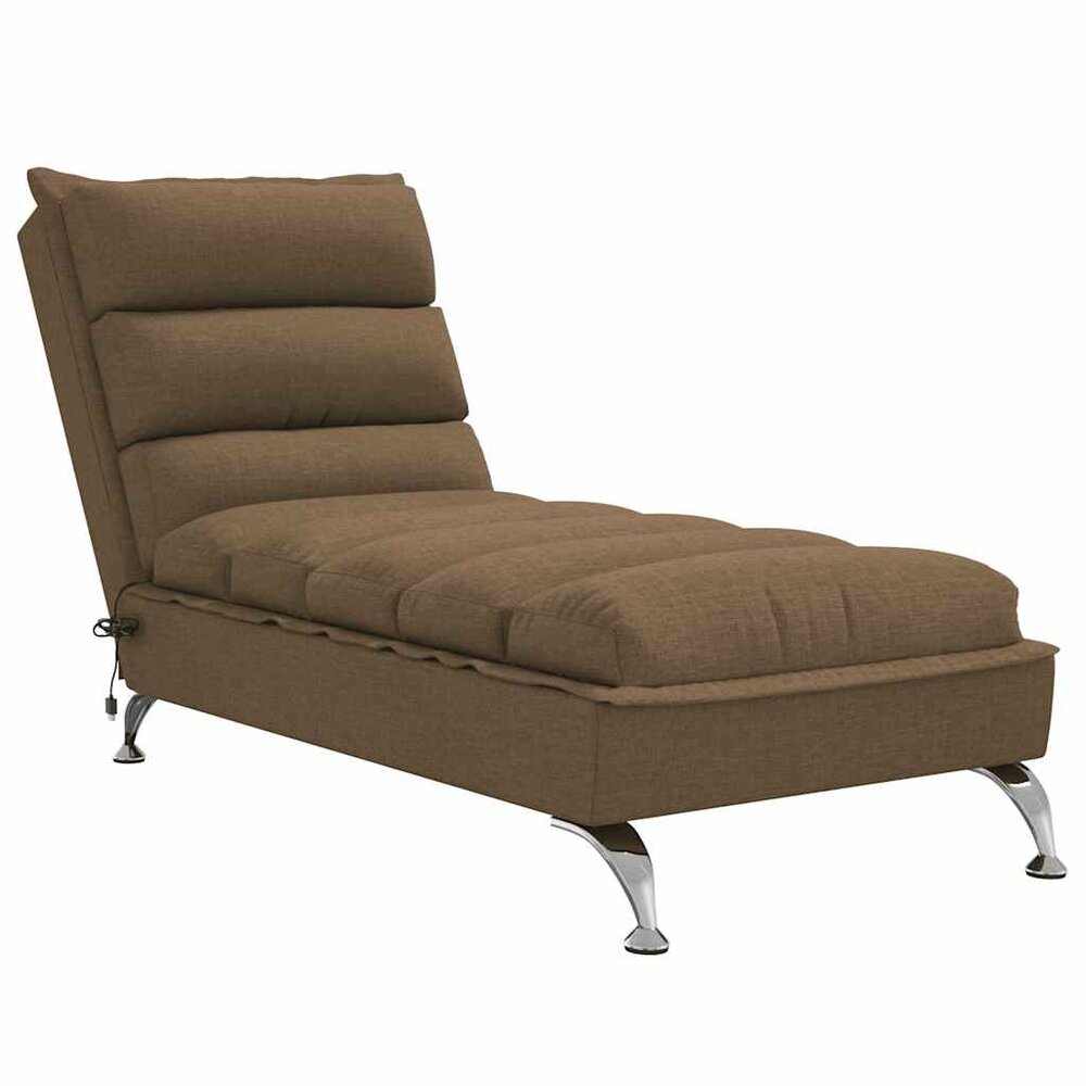 Massage chaise longue met kussens stof bruin