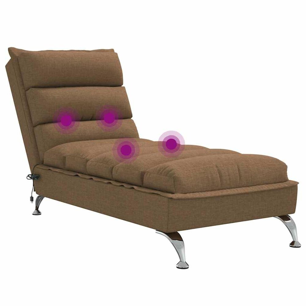 Massage chaise longue met kussens stof bruin