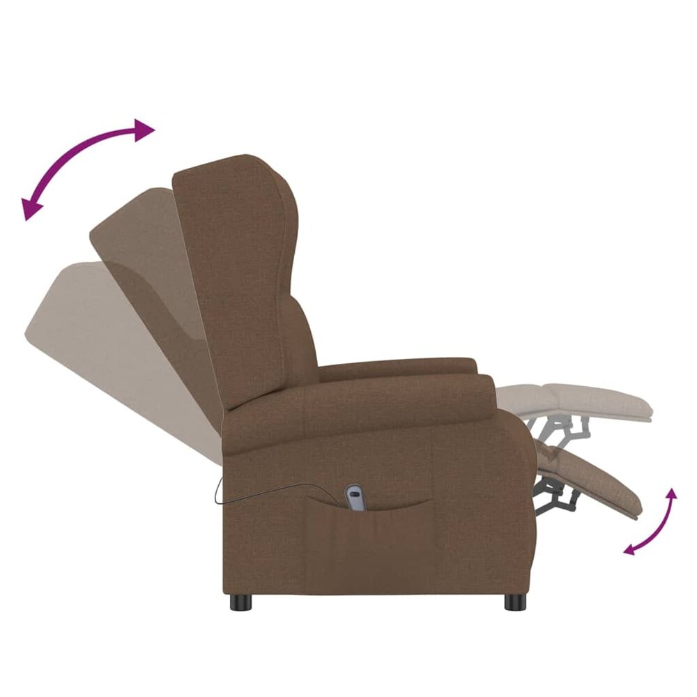 Fauteuil verstelbaar elektrisch stof bruin