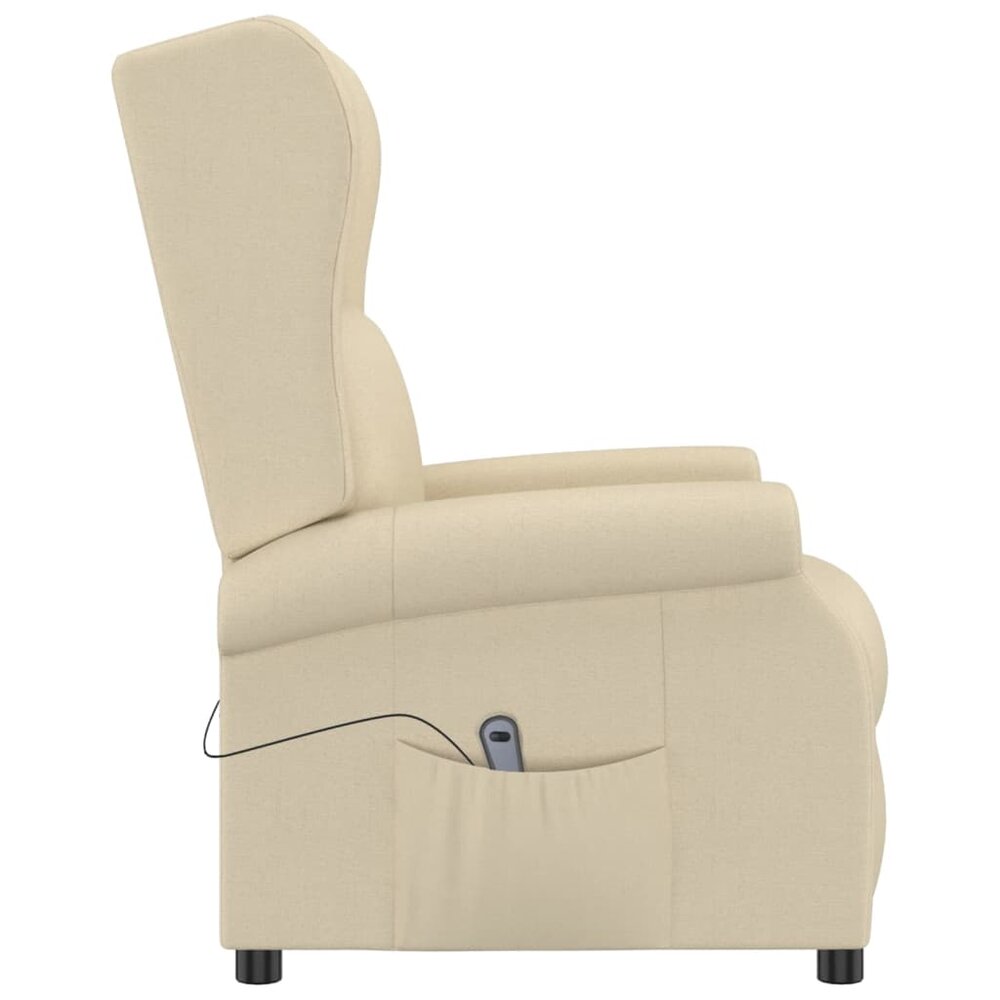 Fauteuil verstelbaar elektrisch stof cr&egrave;me