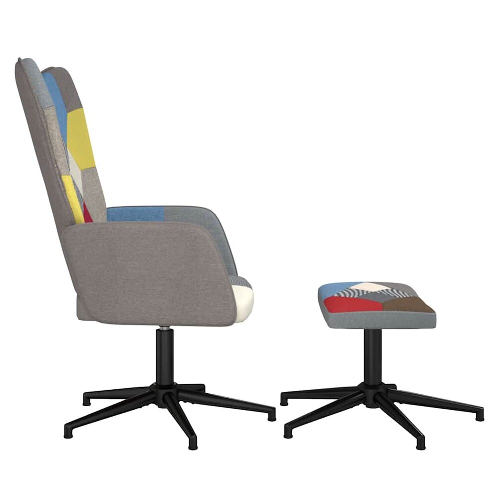 Relaxstoel met voetenbank patchwork stof