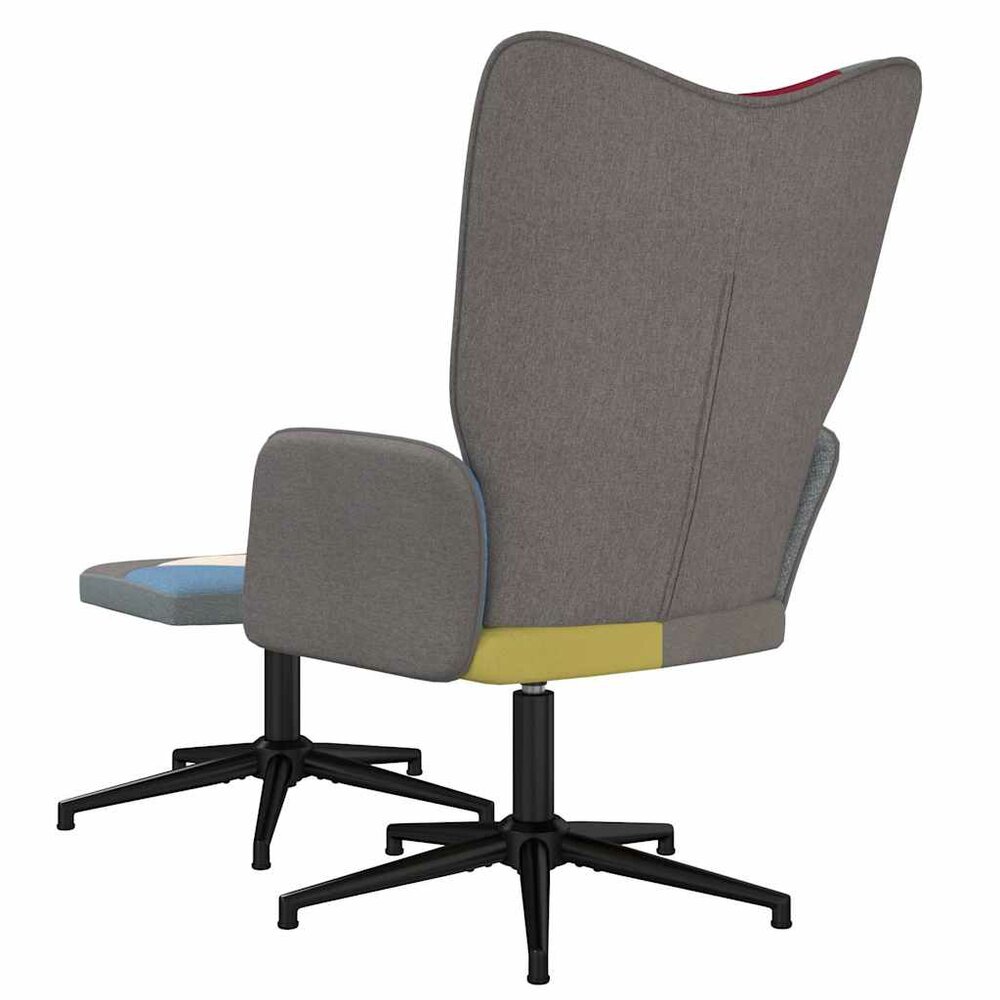 Relaxstoel met voetenbank patchwork stof