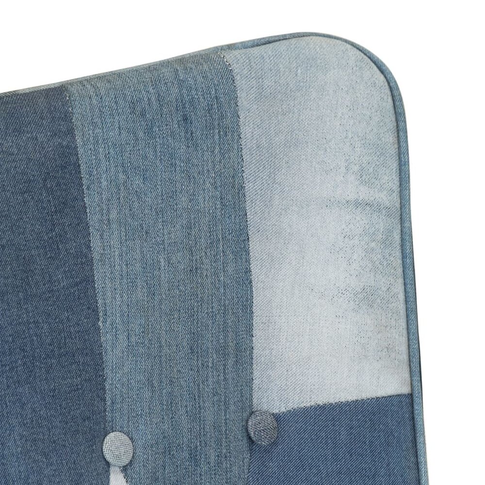 Fauteuil met voetensteun patchwork canvas blauw denim