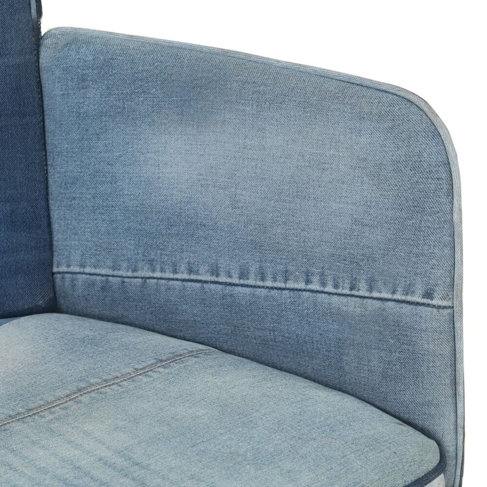 Fauteuil met voetensteun patchwork canvas blauw denim
