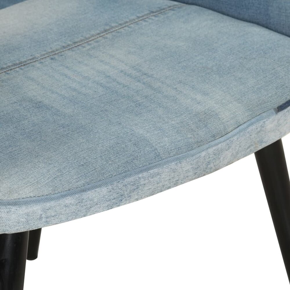 Fauteuil met voetensteun patchwork canvas blauw denim