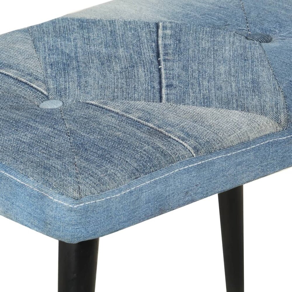 Fauteuil met voetensteun patchwork canvas blauw denim