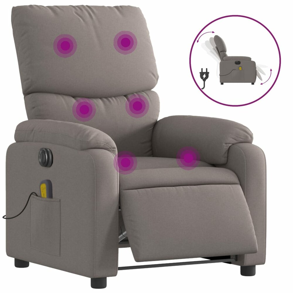 Massagestoel elektrisch verstelbaar stof taupe