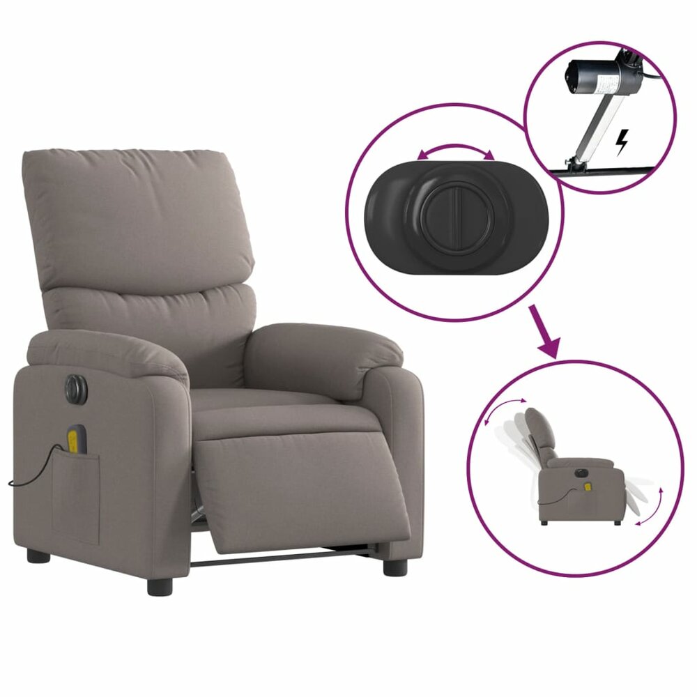 Massagestoel elektrisch verstelbaar stof taupe