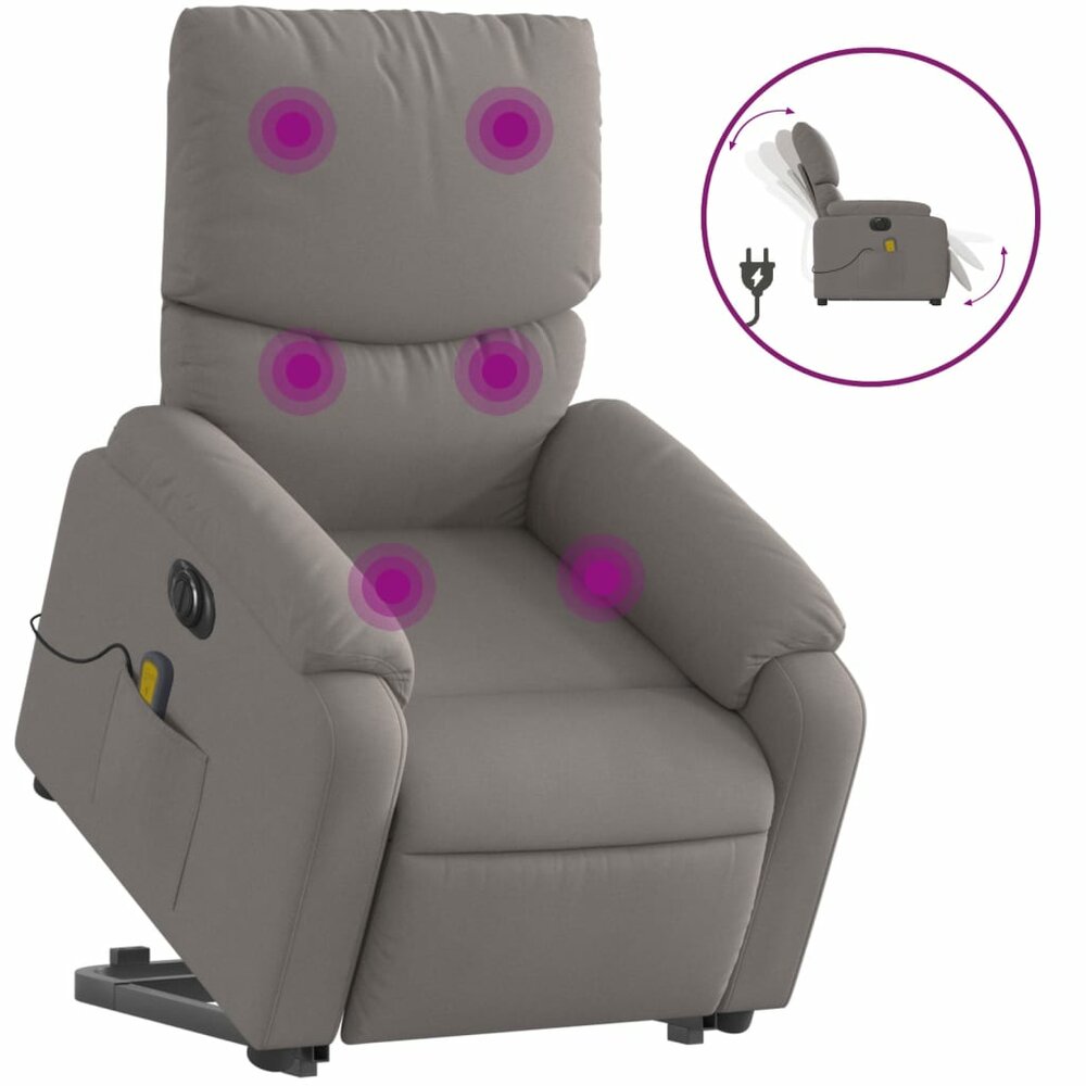 Sta-op-massagestoel elektrisch verstelbaar stof taupe