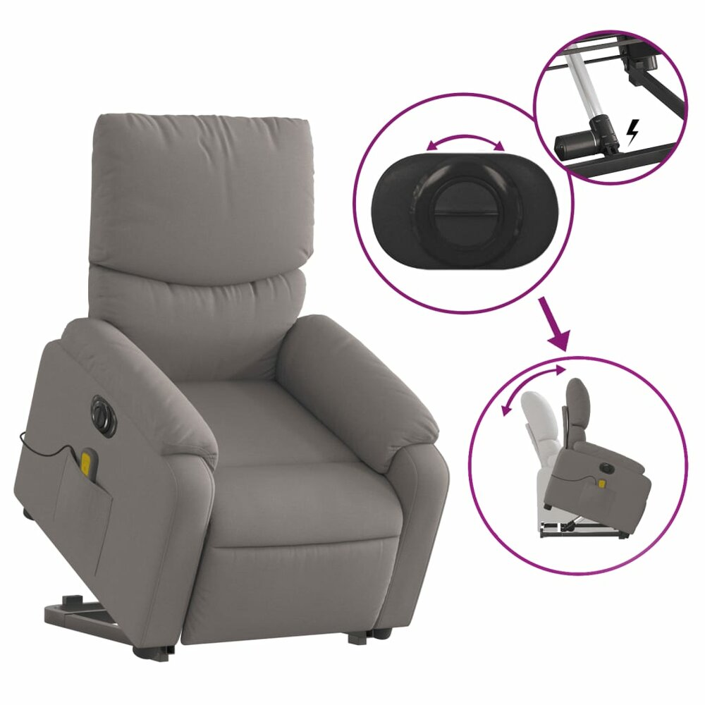 Sta-op-massagestoel elektrisch verstelbaar stof taupe