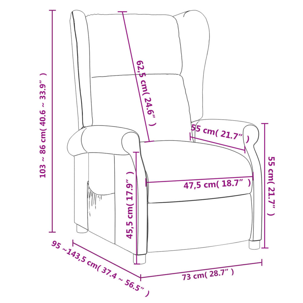 Fauteuil verstelbaar stof bruin