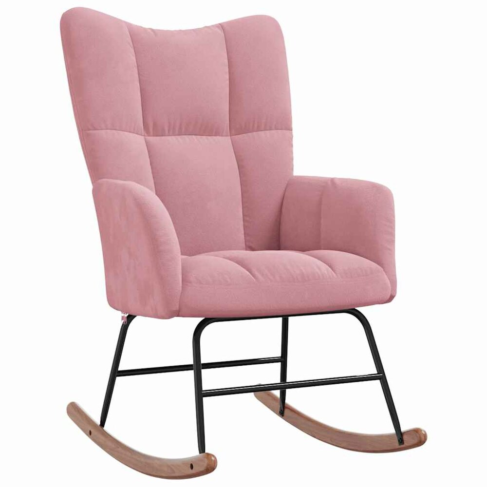 Schommelstoel fluweel roze
