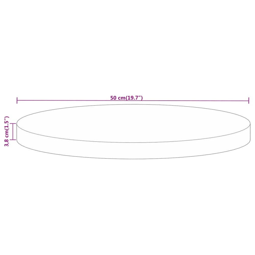 Tafelblad rond &Oslash; 50x3,8 cm massief ruw mangohout