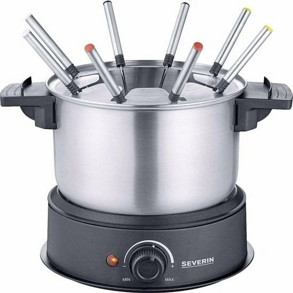 Severin Fondueset + 8 Vorkjes Rvs/Zwart