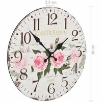 Wandklok vintage stijl 30 cm bloemen