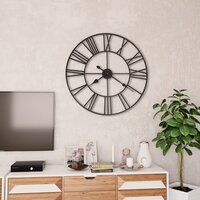 Wandklok vintage-stijl met quartz-mechanisme XXL 80 cm metaal