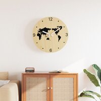 Wandklok &Oslash;30 cm bewerkt hout geel en zwart