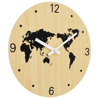 Wandklok &Oslash;30 cm bewerkt hout geel en zwart