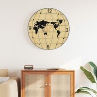 Wandklok &Oslash;50 cm bewerkt hout geel en zwart