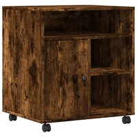 Printerkastje met wielen 60x50x67 cm gerookt eikenkleurig