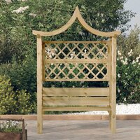 Pergola met dak en bank ge&iuml;mpregneerd grenenhout