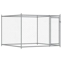 Hondenhok met deur 6x2x1,5 m gegalvaniseerd staal grijs