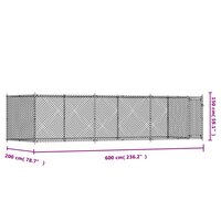 Hondenhok met deur 6x2x1,5 m gegalvaniseerd staal grijs