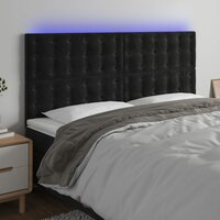 Hoofdbord LED 160x5x118/128 cm fluweel zwart