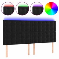Hoofdbord LED 160x5x118/128 cm fluweel zwart