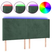 Hoofdbord LED 163x16x118/128 cm fluweel donkergroen