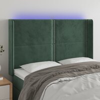 Hoofdbord LED 147x16x118/128 cm fluweel donkergroen