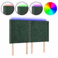 Hoofdbord LED 147x16x118/128 cm fluweel donkergroen