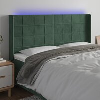 Hoofdbord LED 183x16x118/128 cm fluweel donkergroen