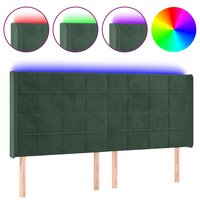 Hoofdbord LED 183x16x118/128 cm fluweel donkergroen