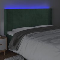 Hoofdbord LED 183x16x118/128 cm fluweel donkergroen