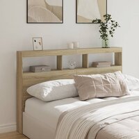 Hoofdbordkast met LED-verlichting 160x17x102 cm sonoma eiken