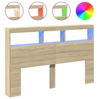 Hoofdbordkast met LED-verlichting 160x17x102 cm sonoma eiken