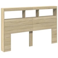 Hoofdbordkast met LED-verlichting 160x17x102 cm sonoma eiken