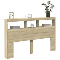 Hoofdbordkast met LED-verlichting 160x17x102 cm sonoma eiken