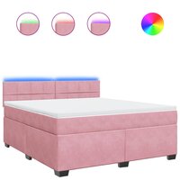 Boxspring met matras fluweel roze 180x200 cm