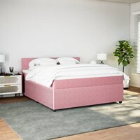 Boxspring met matras fluweel roze 180x200 cm